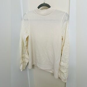 Madewell mixed media long sleeve mock neck blouse
